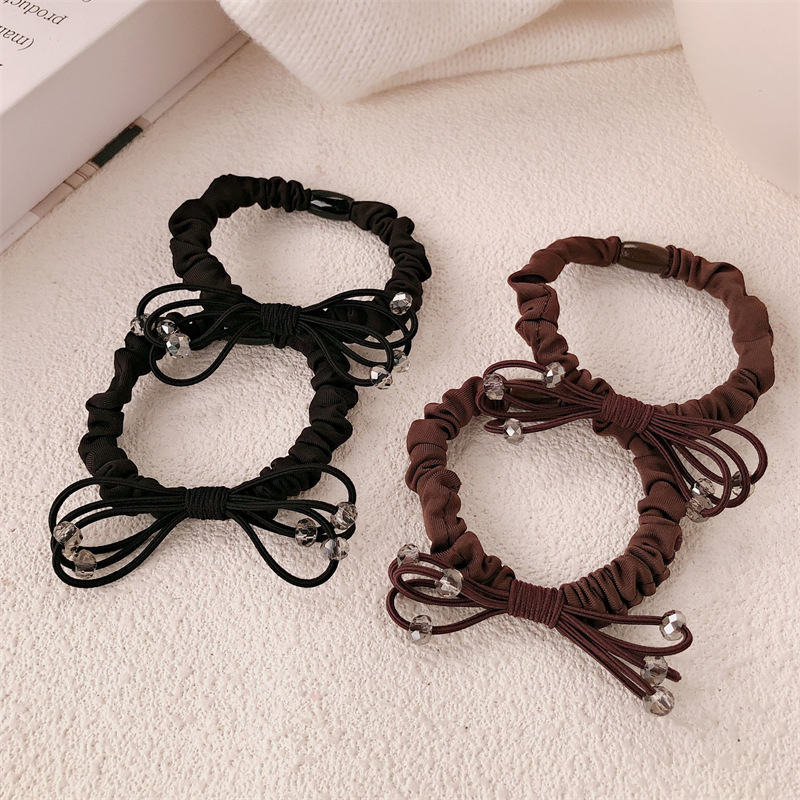 Temperamento simple arco de cristal anillo de cabello de cola de caballo cuerda de cabello cabeza cuerda de goma mujer no daña cabello al por mayor