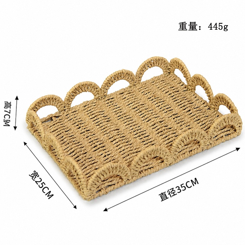 Mesa tejida a mano cesta de almacenamiento de cosméticos domésticos cuerda de papel baño decoración creativa cesta de almacenamiento plato de soporte de frutas image 7