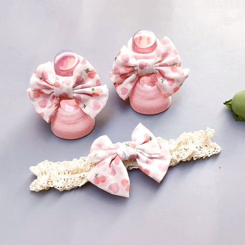 Cross-border baby headband socks set baby glue non-slip floor socks socks bow headband children's hair accessories