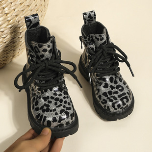 Girls' Martin Boots 2024 New Spring and Autumn Children's Boots Fashionable British Style Side Zipper Short Boots Lightweight Anti-Slip