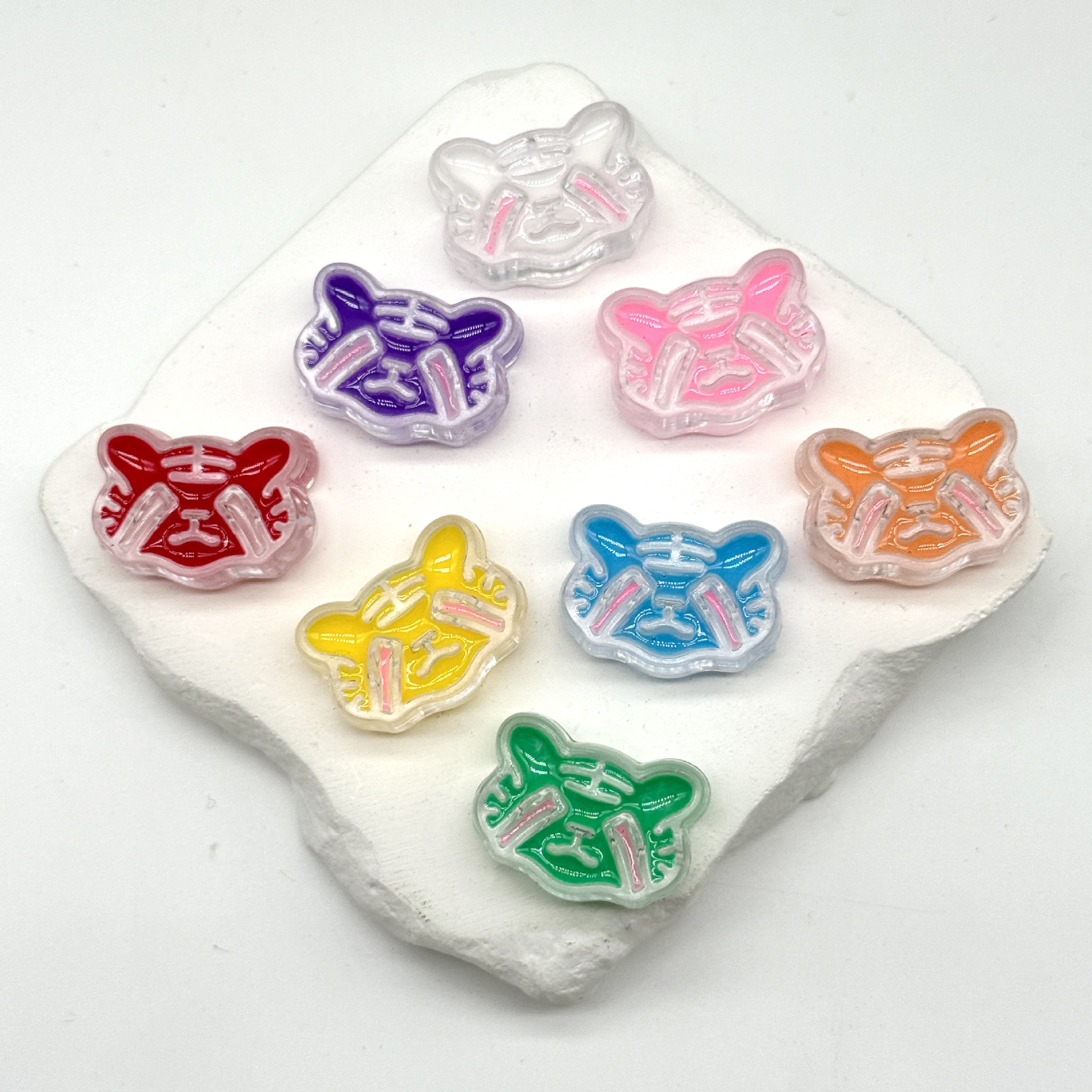 透明滴油塑料串珠材料手工diy头绳发饰品手机链配件散珠子老虎头
