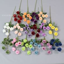 新款6头卷边玫仿真玫瑰批陈列拍照道具绢花婚礼花排地排插花造景