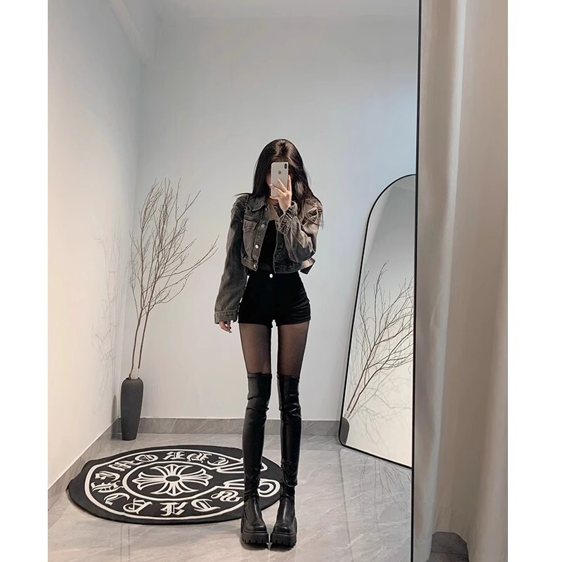 2024 Thick Skinny Boots Over the Knee Long Boots Women's French Style High Boots Leg Bag Stretch Thin Boots Thick Leather Boots Knight