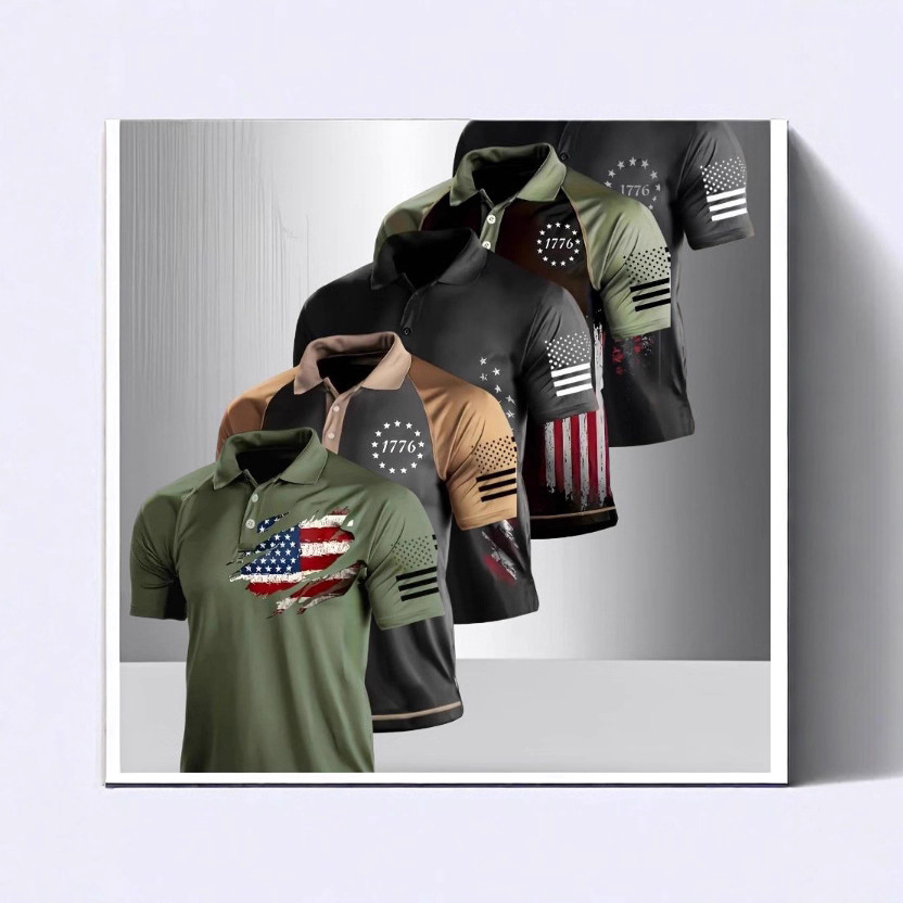 Golf Polo Shirt Cross-Border 3D Printed Men's Tops New Amazon Xiyin Independent Station Source Factory