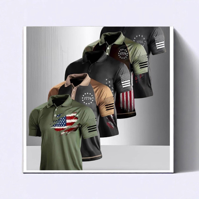 Golf Polo Shirt Cross-Border 3D Printed Men's Tops New Amazon Xiyin Independent Station Source Factory