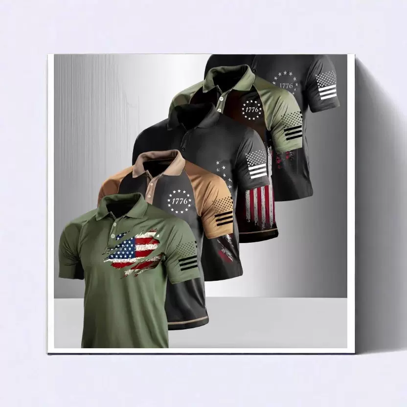 高尔夫POLO衫跨境3D印花男士上衣新款亚马逊希音独立站源头工厂