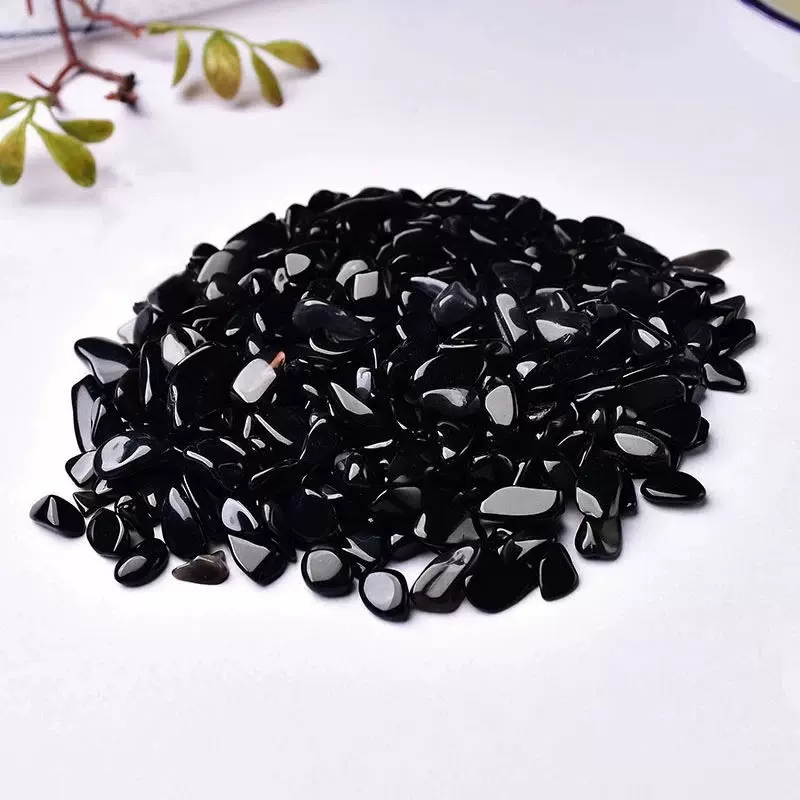 天然黑曜石碎石摆件屏风制作消磁净化小颗粒鱼缸造景曼扎宝石原矿