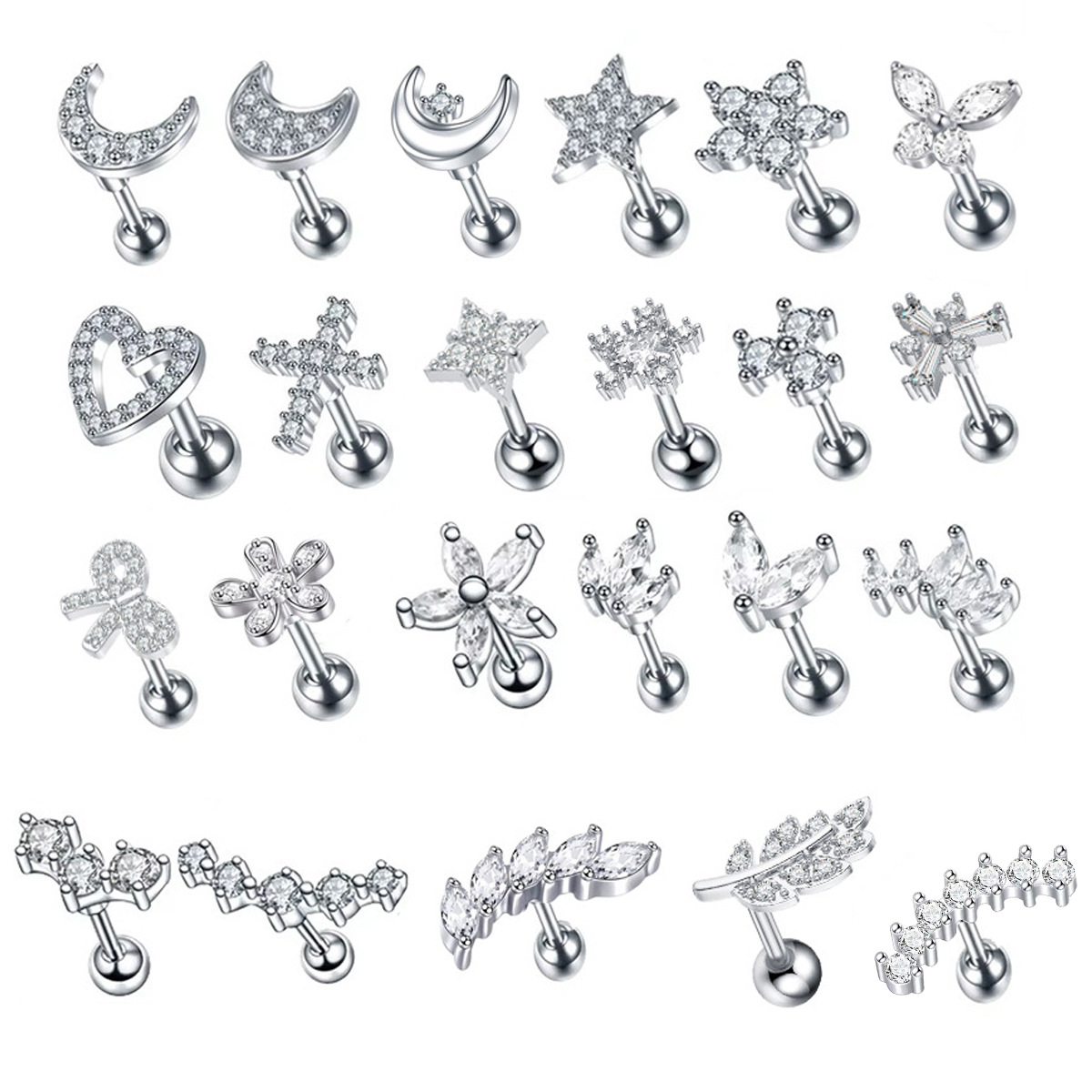 Earrings stainless steel with zircon heart shaped