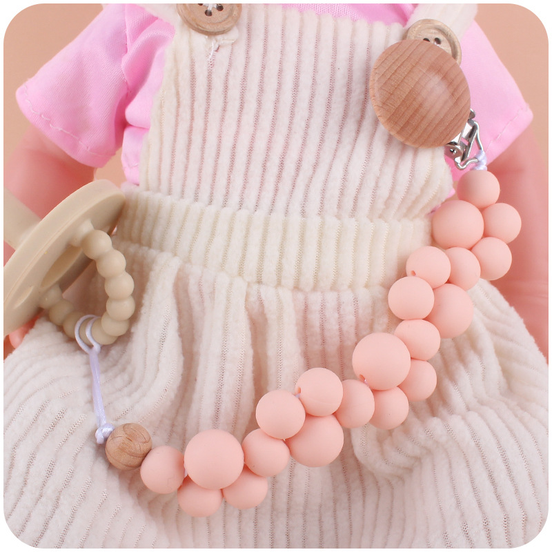 Nuevo bebé suministros silicona encaje forma chupete cadena calmante bebé cuentas de silicona mordedura molar cadena anti-caída