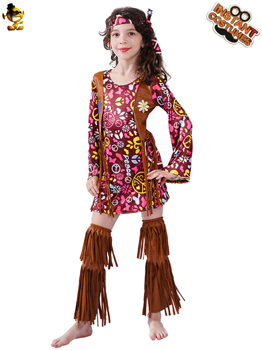 Hippie transfronterizo retro vestido de las mujeres hip hop stage wear ropa de rendimiento ropa de cosplay ropa de fiesta