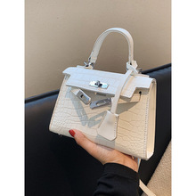 白色手提小包包女百搭2024新款秋冬时尚质感斜挎小包鳄鱼包邮批发