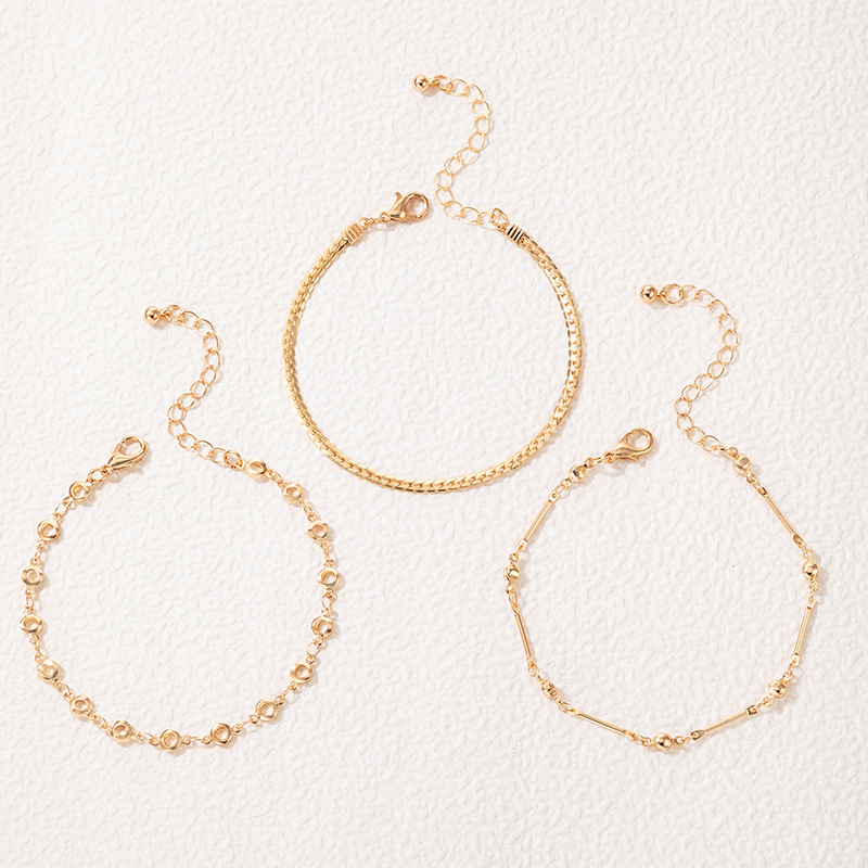 Simple Round Geometric Hollow Three-layer Anklet display picture 3
