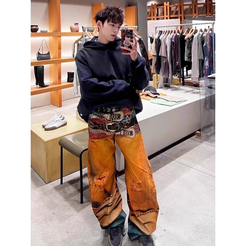 [Exclusively for Cross-Border Export Trade] Temperament Jeans, Artistic, Simple, Versatile, Popular and Fashionable, Lazy and Trendyy Orange