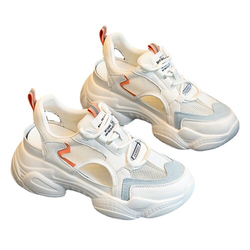 Sports dad sandals for women in summer breathable lightweight beach shoes for toe hollow mesh thick sole casual shoes