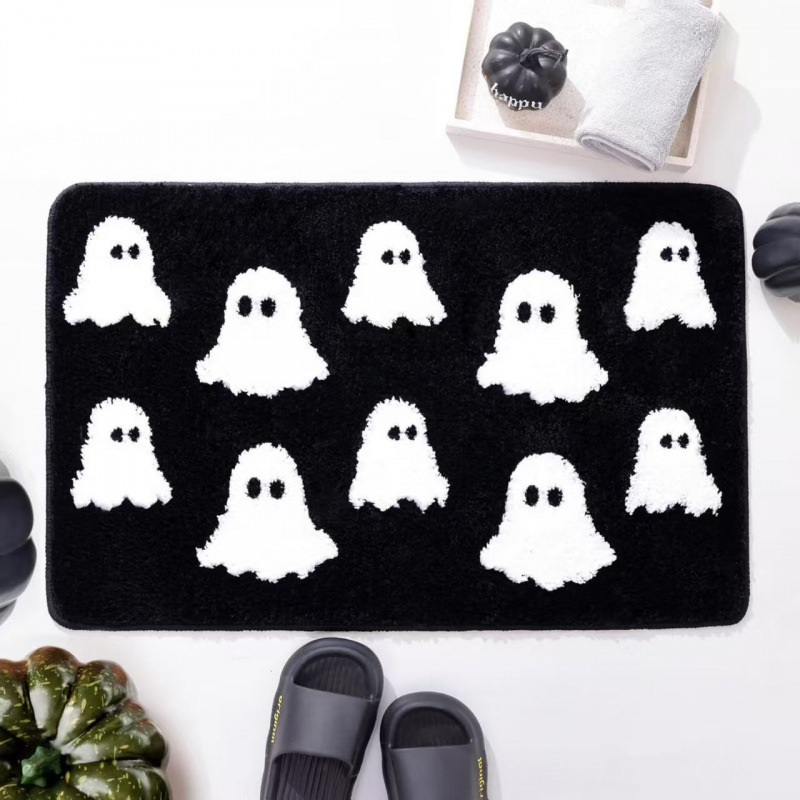 クロスボーダーハロウィンパンプキンヘッド模造カシミアフロアマット、自宅の寝室やリビングルーム用、肌に優しい滑り止めフロアマットTEMUは発送可能です|undefined