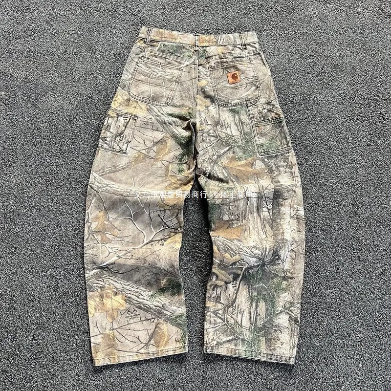 Cross-Border Wholesale American Carhartt Washed Camouflage Pants Branch American Distressed Wide-Leg Loose Straight Jeans Cross-Border Wholesale American Carhartt Washed Camouflage Pants Branch American Distressed Wide-Leg Loose Straight Jeans