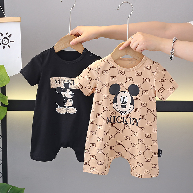 2024 summer new baby short sleeve jumpsuit fashion tide thin baby cotton jumpsuit a generation of hair