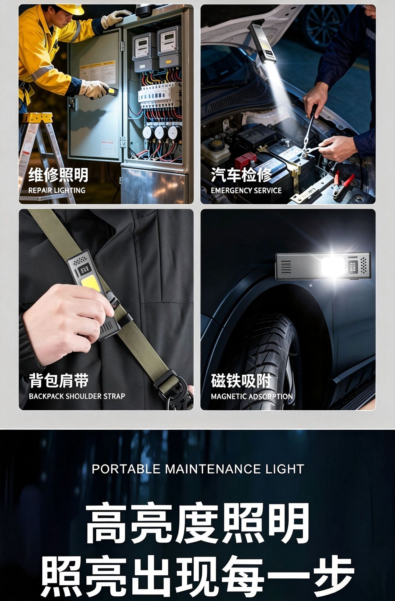New ultra-lightweight EDC work light, strong light outdoor magnetic portable inspection light, multifunctional mini LED flashlight