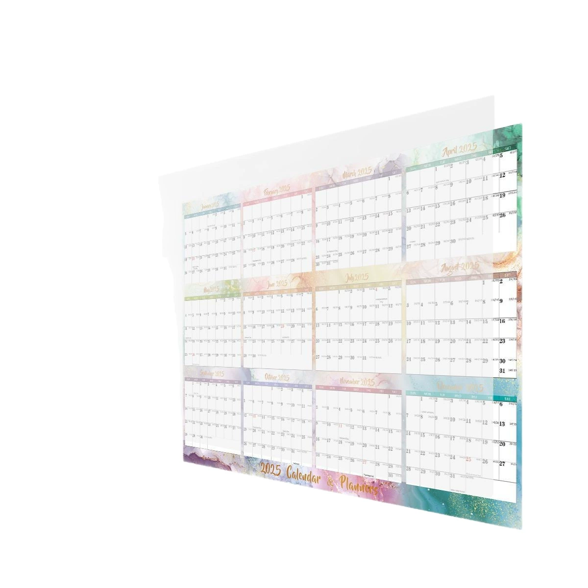 Double-sided erasable wall calendar, 2025 years, 12 month, English