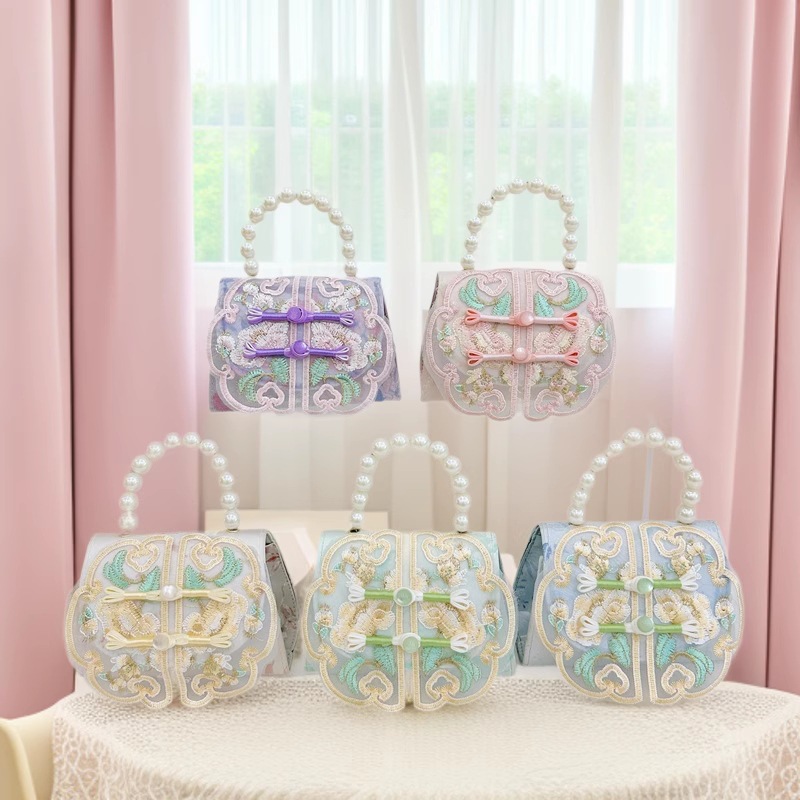 2025 nuevo estilo nacional bolso infantil princesa bolso de perla nueva niña china accesorios cadena bolso de mochila