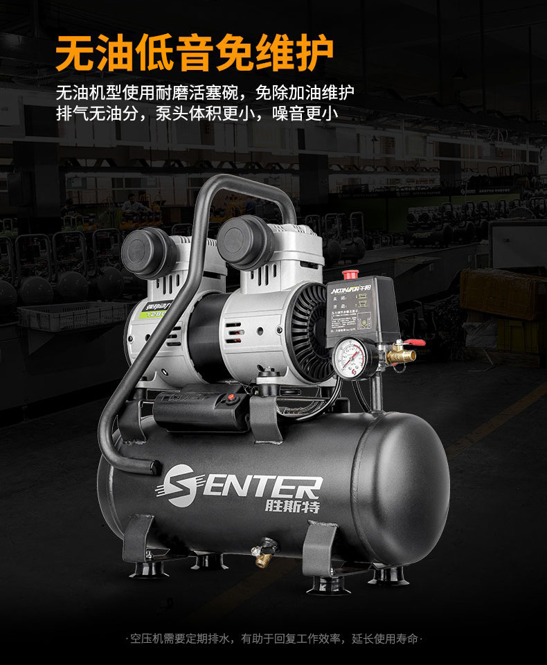 Shengst Oil-Free Air Compressor Bass Portable Air Pump 220V Professional Woodworking Decoration Air Compressor Small