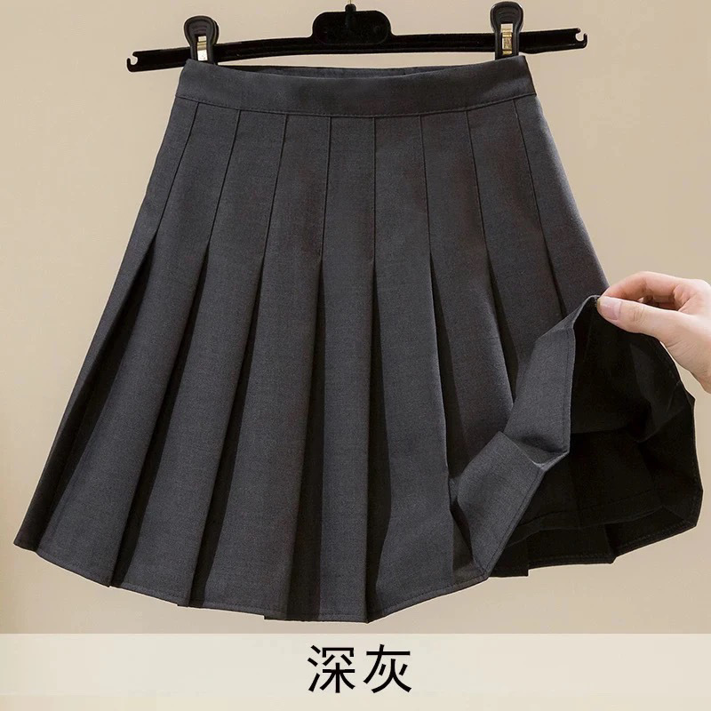 그레이 스커트 [안감/신축성 있는 허리/지퍼]