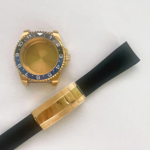 GMT Golden case 316L stainless steel 40mm Flat Glass Sapphire glass silicone strap suitable for NH35/36 machine
