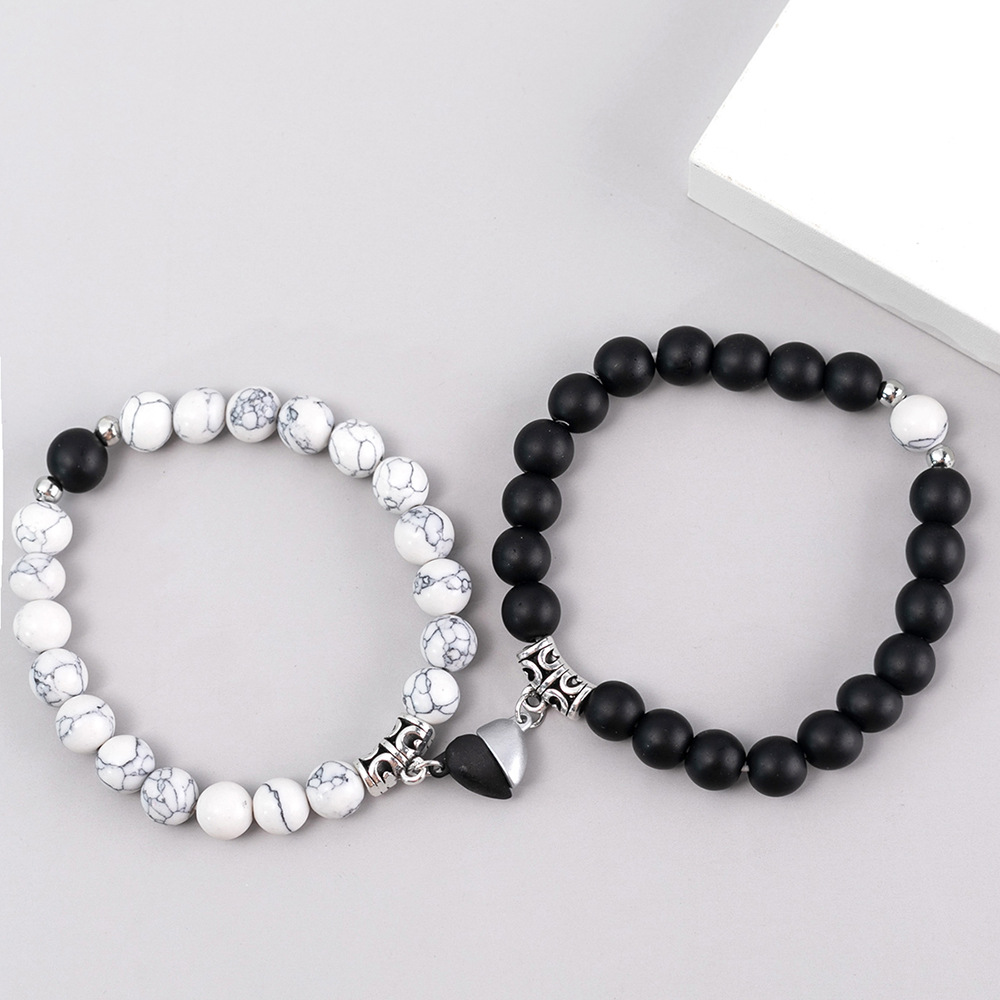 Fashion Heart Shape Agate Beaded Bracelets 1 Set