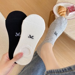船の靴下の女性の夏の薄いタイプの縦の蝶結びは低いです。