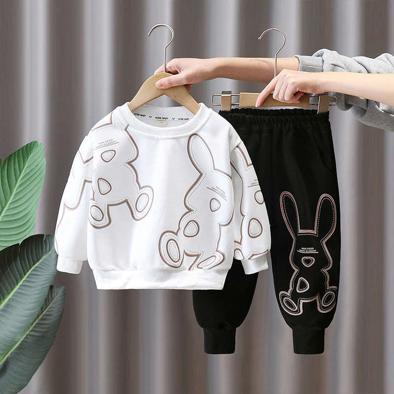 7767 traje de suéter rojo para niños 2025 nuevo estilo primavera y otoño casual de dos piezas ropa de primavera de moda para niños