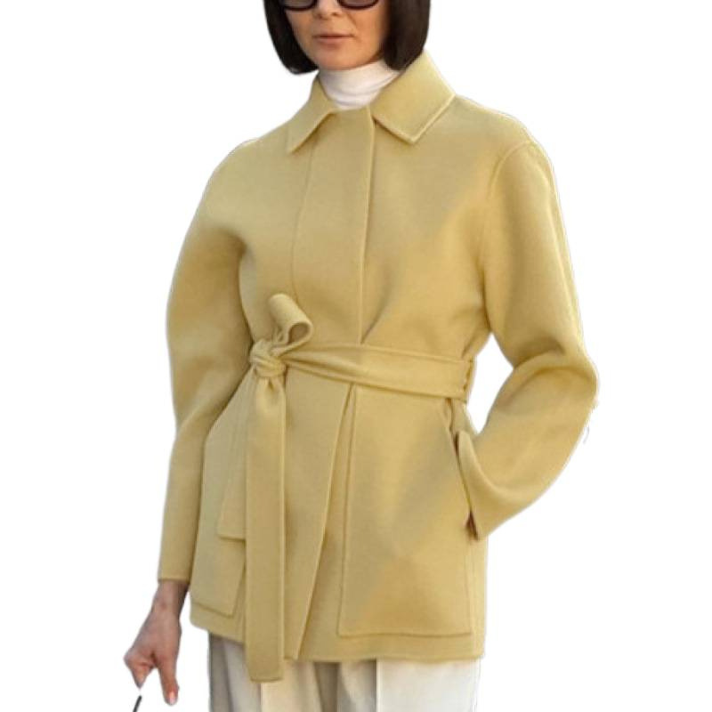 Gentle Wind Sweet Tweed Jacket Fall Winter Women's Mid-Length Lapel Long Sleeve Coat Wholesale_ecoleips.com