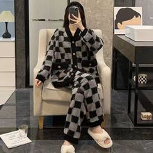 珊瑚绒睡衣女2023年新款秋冬季可爱高档加绒加厚可外穿家居服套装