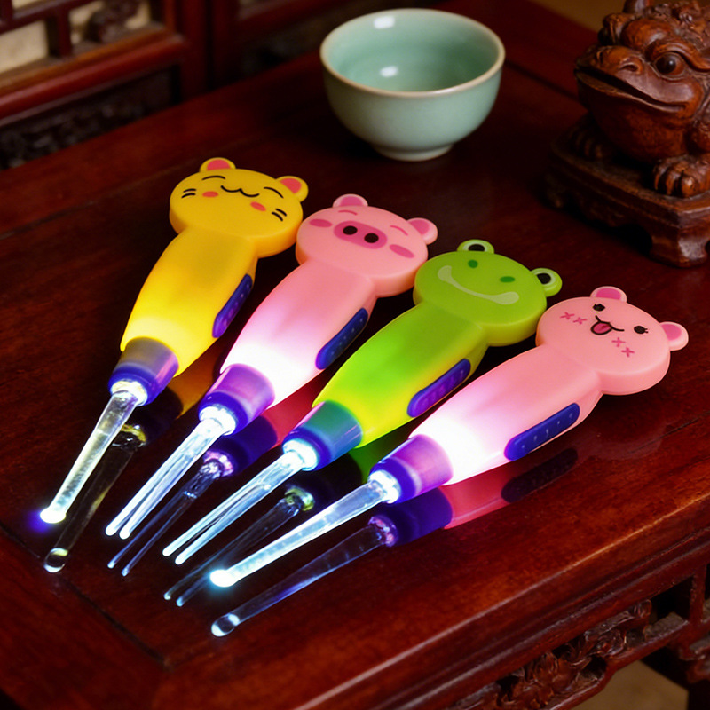 Cartoon Animal Detachable Ear Scoop with Light, Luminous Ear Scoop, Visible Ear Scoop, Ear Picking Tool