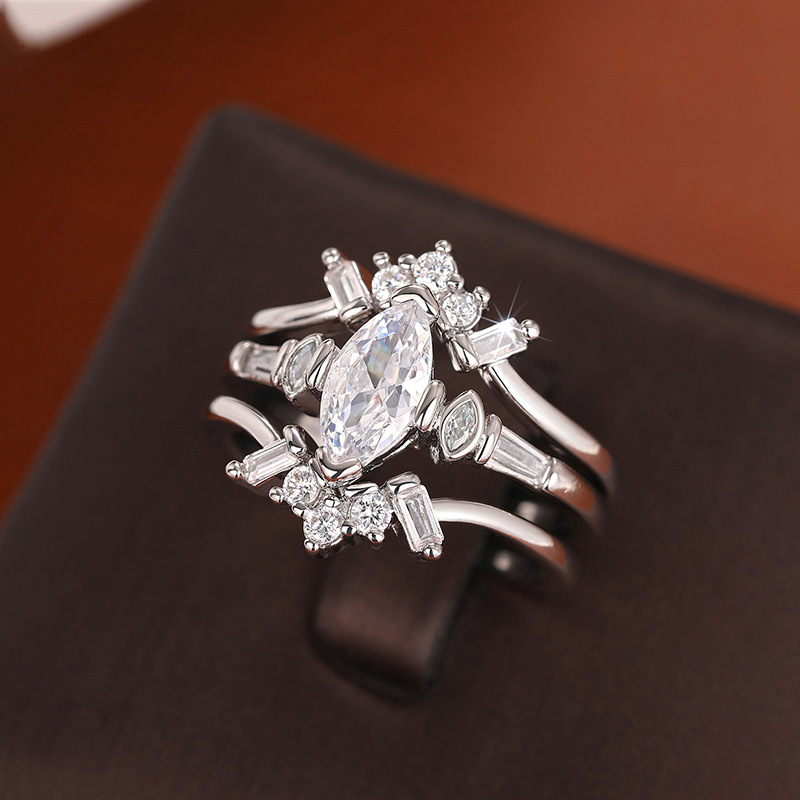 Copper Material Wholesale Jewelry Elegant Modern Style Geometric Copper Zircon Rings