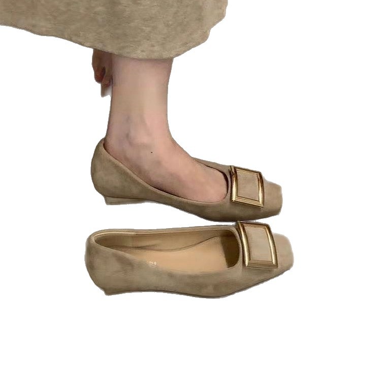 2025 Winter New Metal French Buckle Shallow Thick Heel Square Toe Versatile Fairy Style Mary Jane Commuting Shoes_vogvips.com