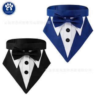 Factory in stock cross-border new explosions pet suit triangle towel handsome pet saliva towel wedding triangle towel