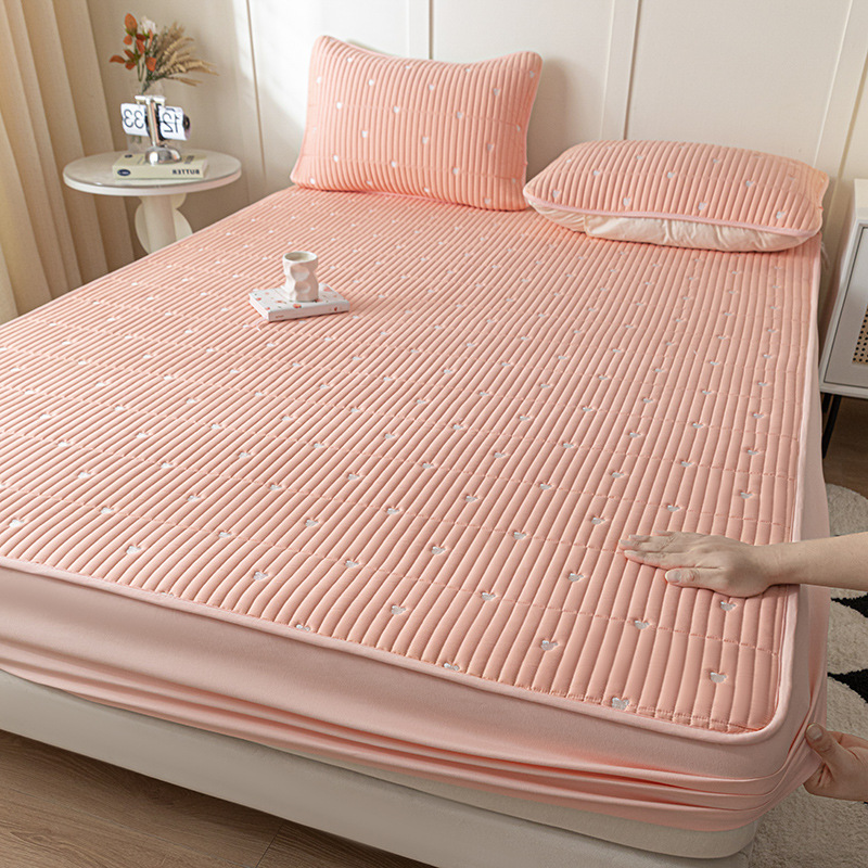 Embroidered Quilted Bed Sheet Three-Piece Set, Simmons Mattress Protector, Live Broadcast Hot Item, Direct Shipment from Cross-Border Manufacturers