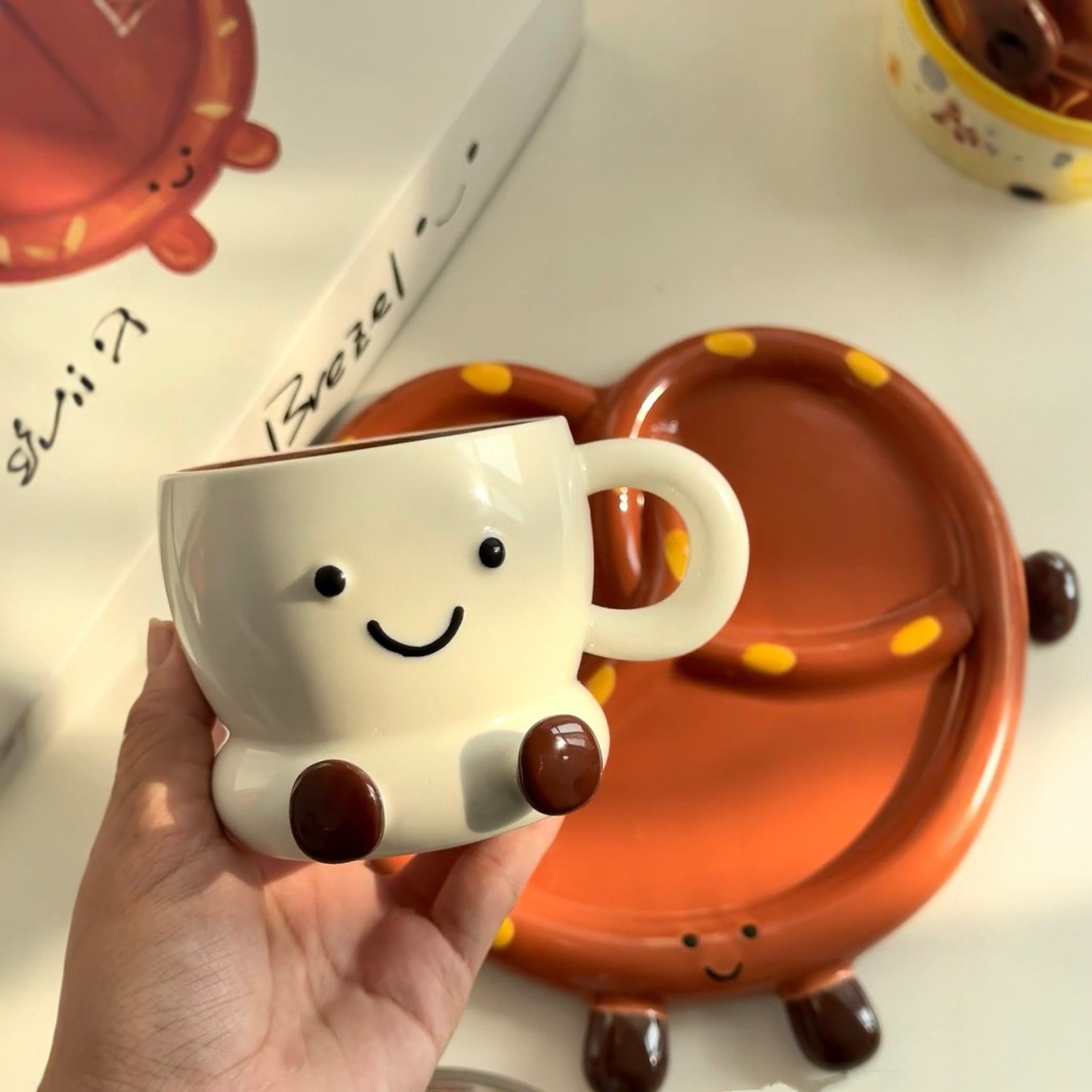 Pies gordos lindos de cerámica, taza de café de alto valor bajo vidriado, taza de café, pan de agua alcalina, plato para compartir, taza para beber