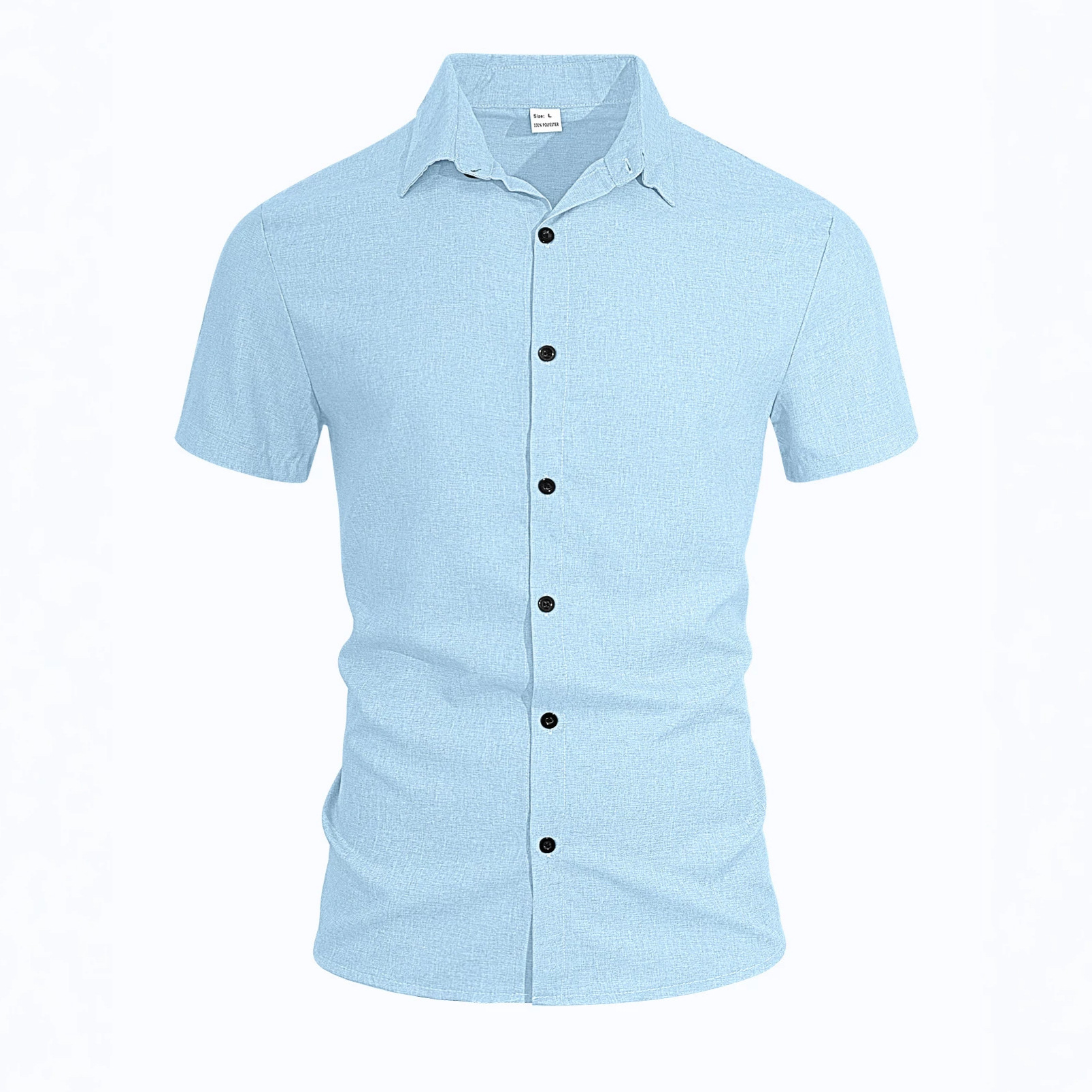 Amazon hombre imitación de cáñamo transpirable de mangas cortas de negocios casual solapa de secado rápido de verano blusa delgada TK camisa transfronteriza