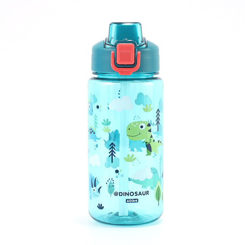Summer Children's Cartoon Plastic Cup with Straw Portable Elementary School Students Shockproof Water Cup Cute Heat-resistant Cup for Girls and Boys
