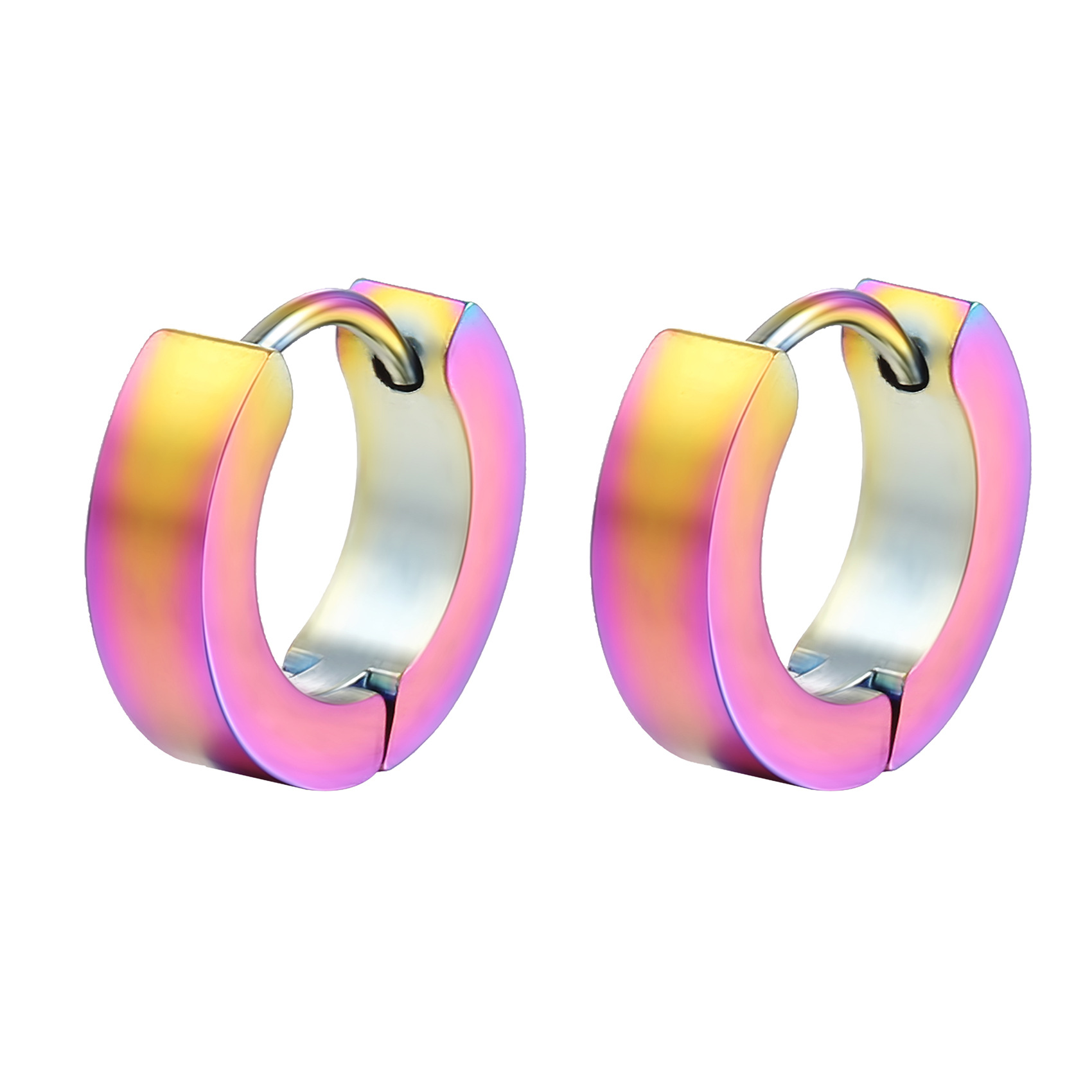 Daily Occasion 201 Stainless Steel Material 1 Piece Punk Round Plating 201 Stainless Steel 18K Gold Plated Hoop Earrings