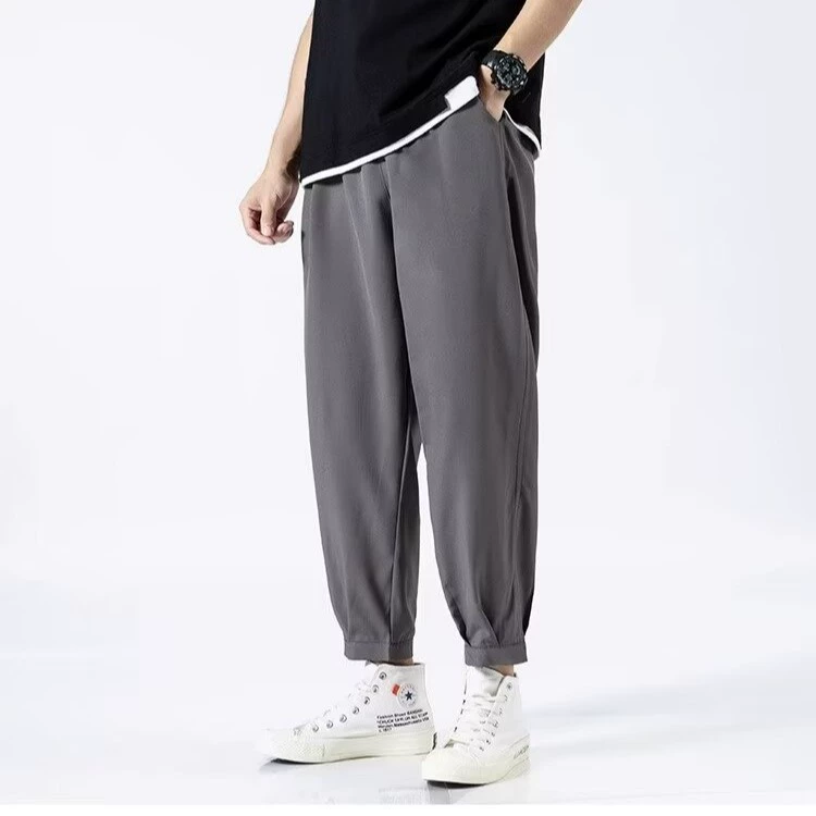 Silk summer thin trend trousers, loose fit, oversize