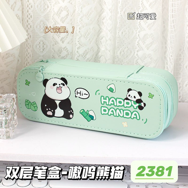 可爱双层笔袋大容量卡通高颜值文具收纳铅笔盒学生文具盒跨境批发|undefined