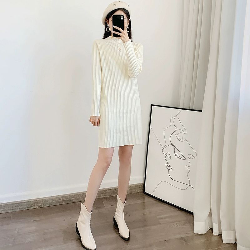 ng2510292 Autumn Winter Sweater For Women With Coat, Loose Long Sleeve Inner Layer, Mid-Length Base Shirt, Over-the-Knee Knitted_ecoleips.com