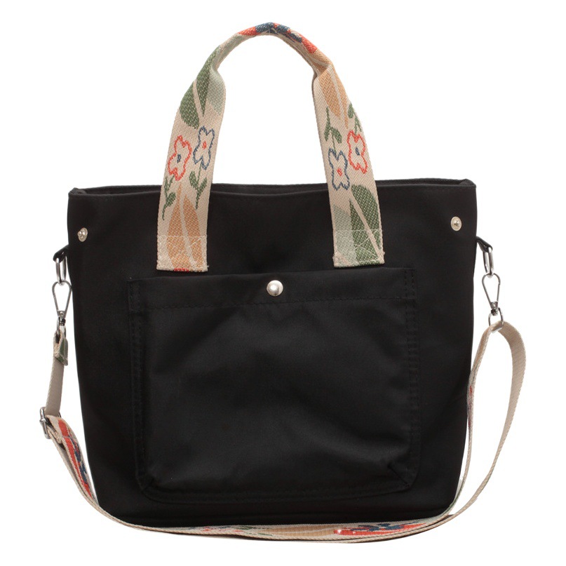 Bolso de lona con correa ancha, bandolera tipo estudiante estilo casual