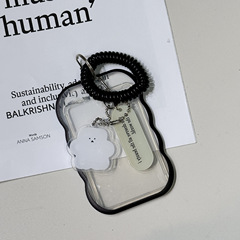 ins簡約透明卡套學生校園門禁卡時尚鑰匙扣工作證保護套雙面透明