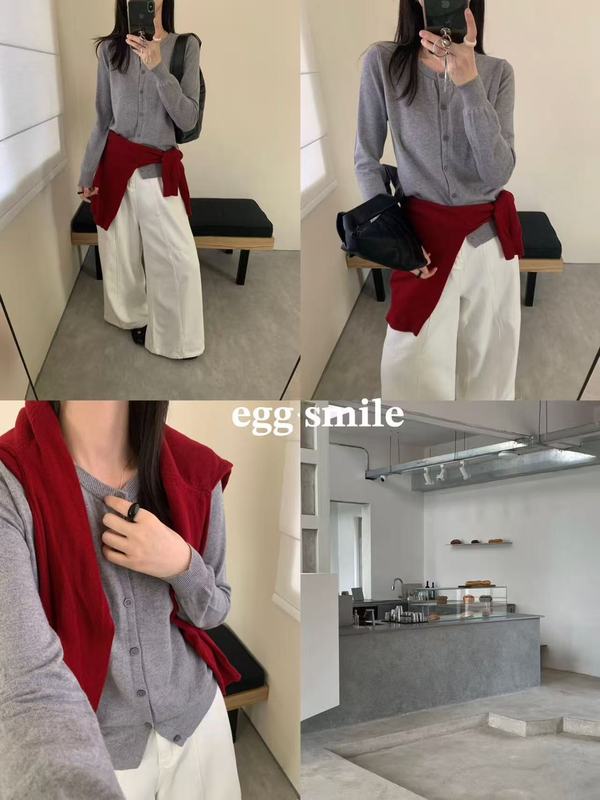 egg smile11色暖芯针织开衫女宽松薄外搭打底针织显瘦毛衣外套女|undefined