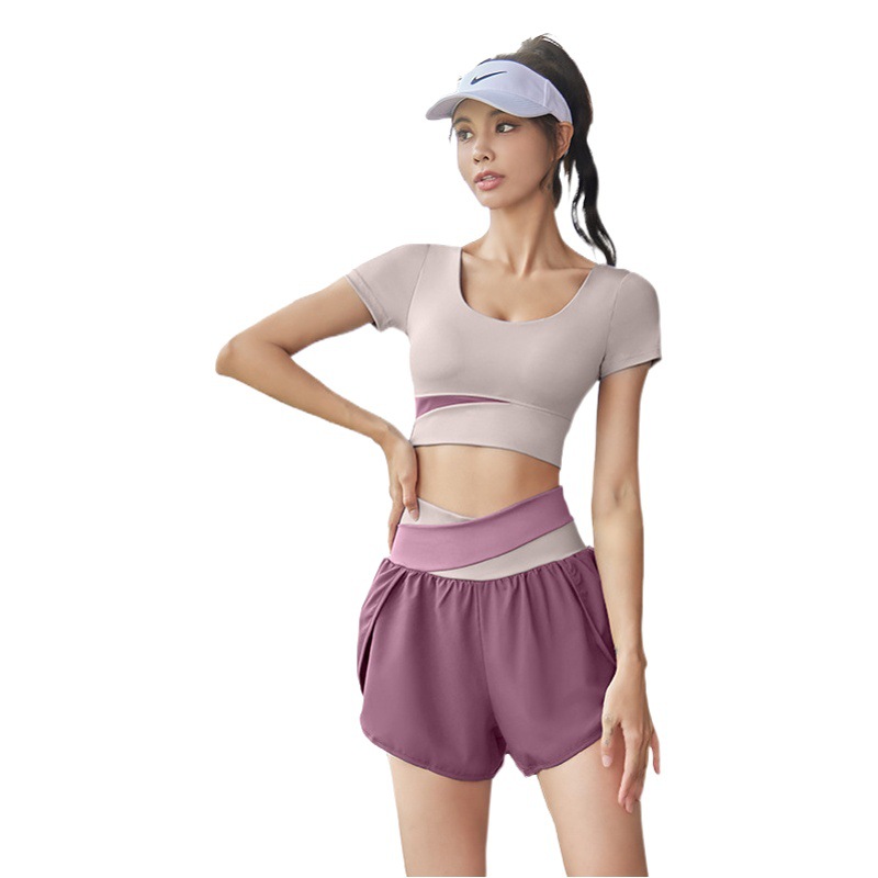Juyitang traje de verano a juego de colores traje de fitness traje de deporte desnudo traje de yoga delgado transpirable
