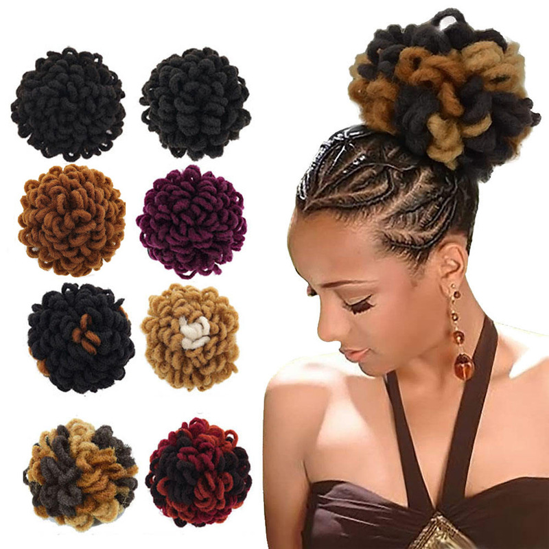 Foreign trade wig female African dirty braid hair bag high temperature silk fluffy bun hair bag drawstring explosion fluffy head Factory