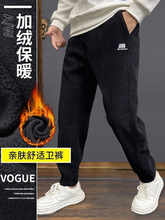 秋冬加绒灯芯绒休闲裤男复古百搭束脚长裤子重磅刺绣哈伦裤贝贝绒